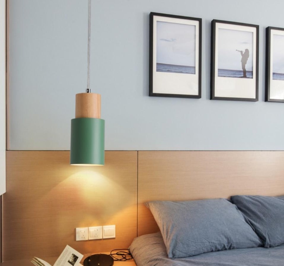 Colorful Nordic Wooden Base Pendant Light