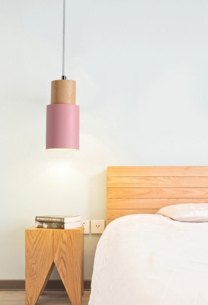 Colorful Nordic Wooden Base Pendant Light
