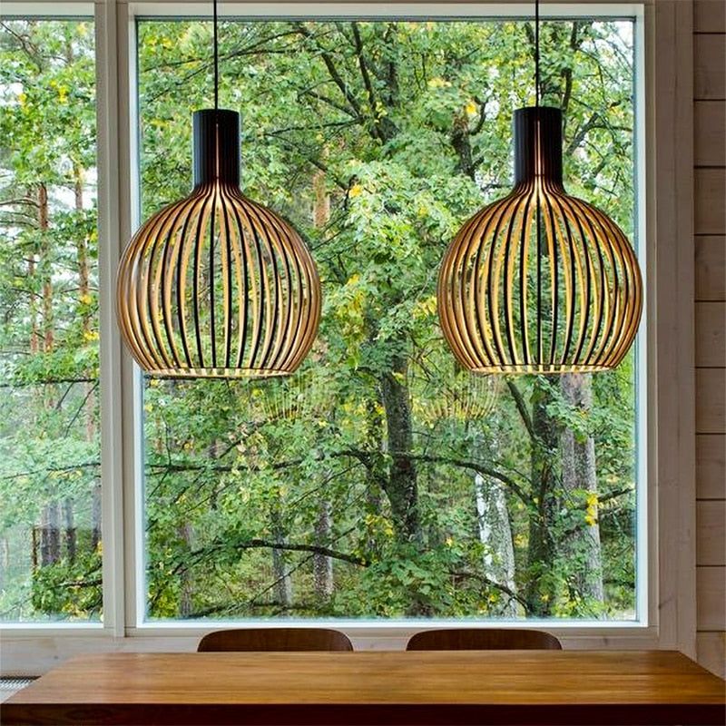 Handmade wood-pendant lamp