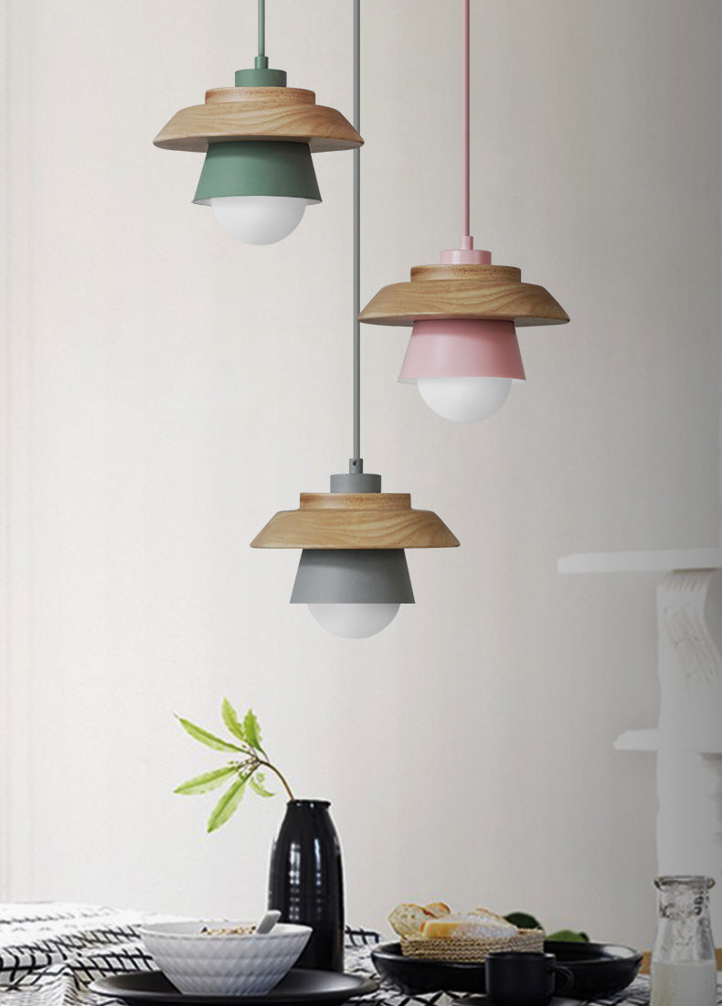 Modern Nordic wood pendant lamp