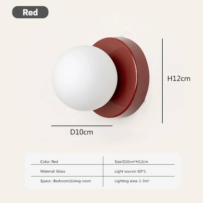 Nordic LED Glass Wall Lamp – Minimalist Base Sconce for Bedroom, Hallway, and Staircase Lighting